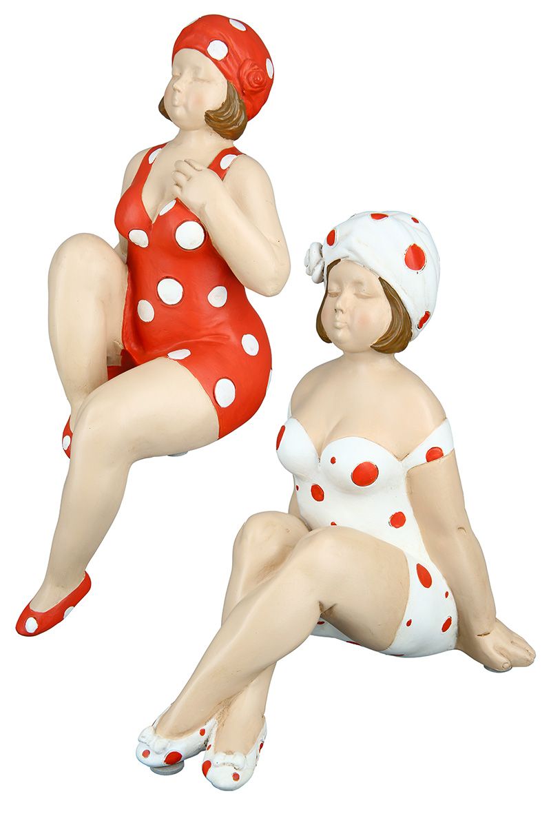 2 parts Poly figure "Becky" red/white edge sitter