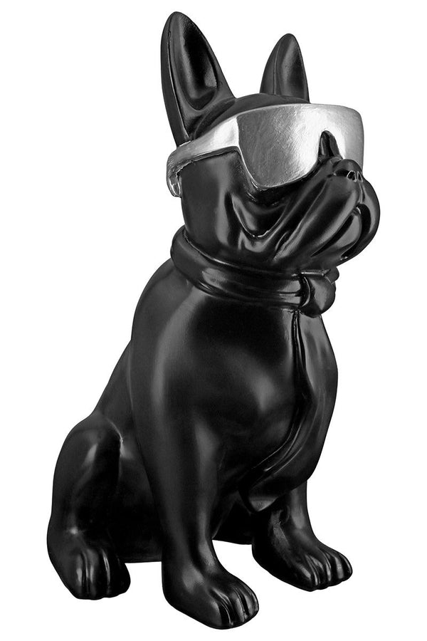 Poly Pug Cool Dog sitting black height 35cm