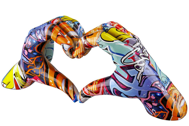 Poly hands street art in hartvorm urban figuur graffiti kleurrijk breedte 29cm