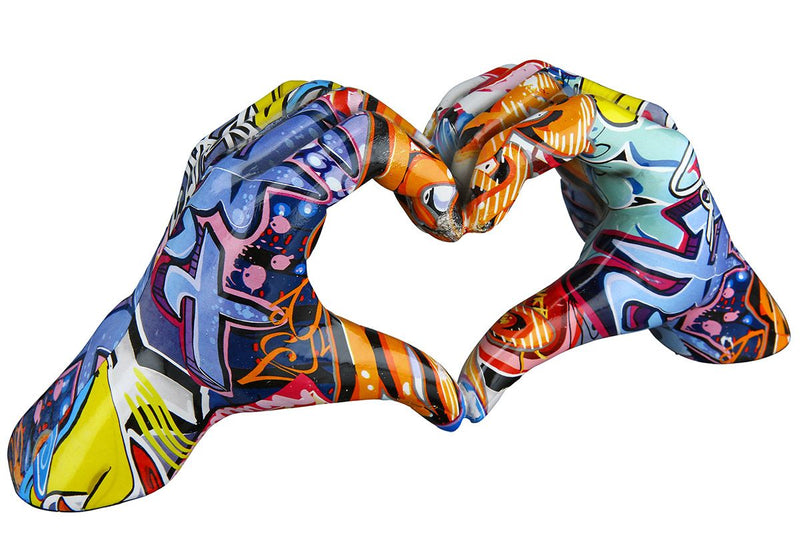 Poly hands street art in hartvorm urban figuur graffiti kleurrijk breedte 29cm