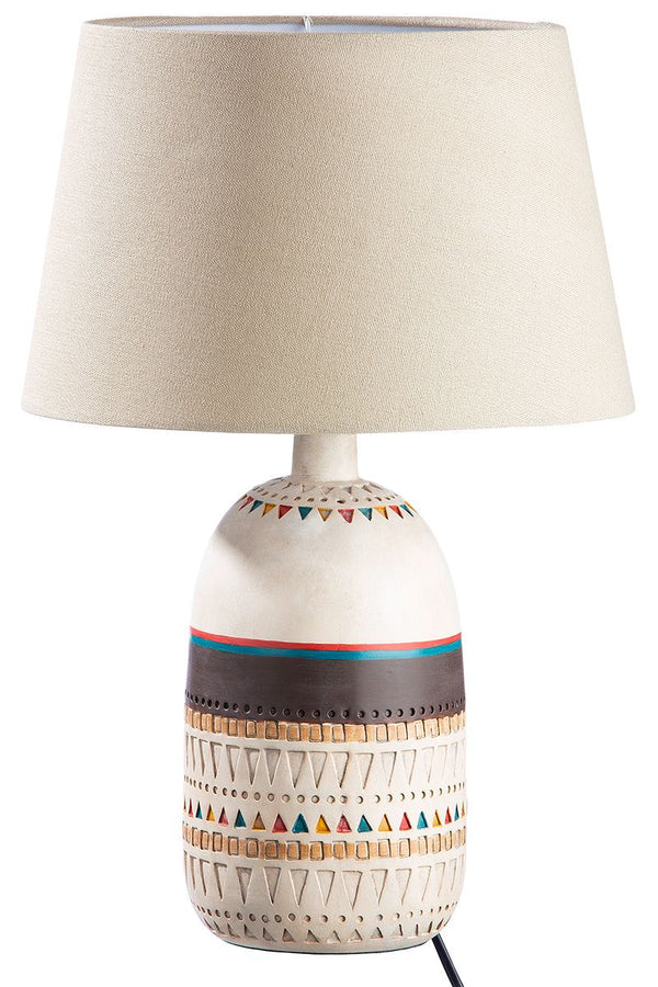 Boho design lamp "Riad" - cream-colored table lamp with colorful ornamentation