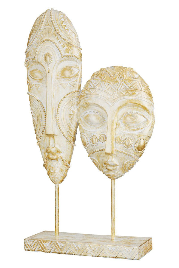 Two Face Poly Sculpture GISEH white gold-colored wiped with decorations