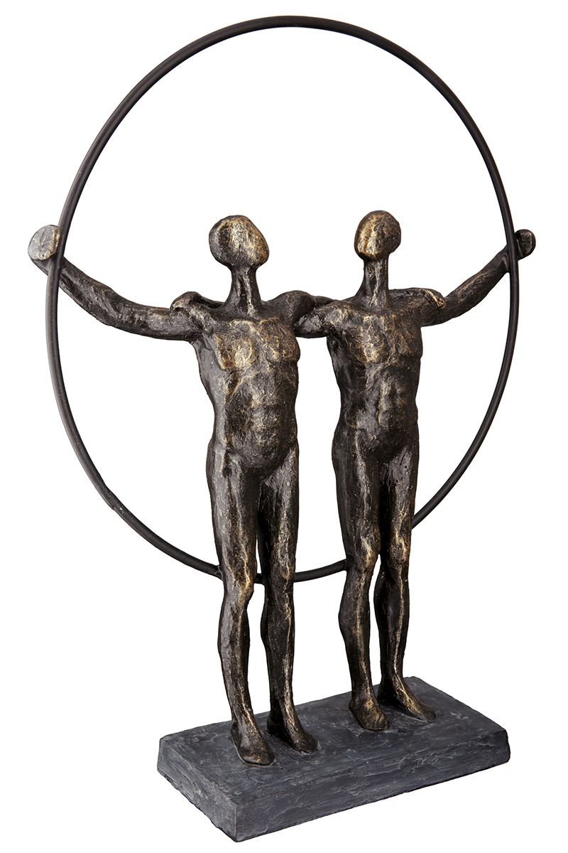 Romantische sculptuur 'Twee mannen' - Handgemaakt polyfiguur van hars met inspirerende spreukkaart