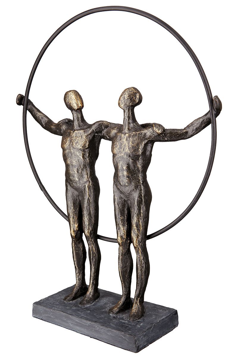 Romantische sculptuur 'Twee mannen' - Handgemaakt polyfiguur van hars met inspirerende spreukkaart