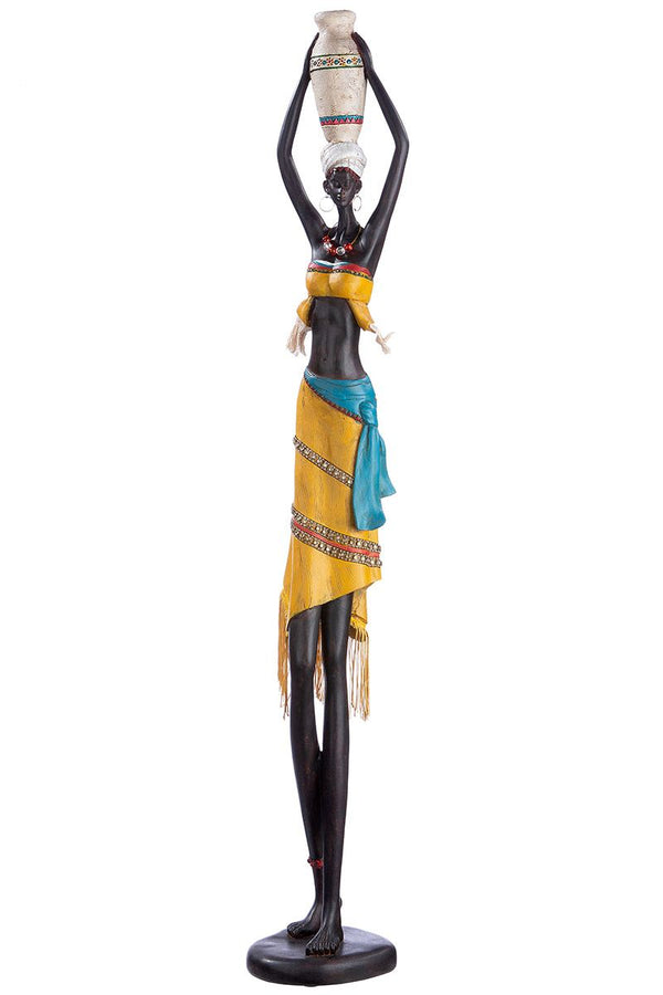 Afrikaanse vrouw "Auma" XXL - Een indrukwekkend kunstfiguur met een vaas op haar hoofd