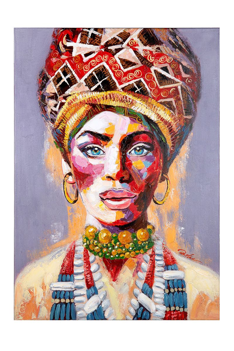 Painting Nala - Hand-painted African woman on canvas with wooden frame