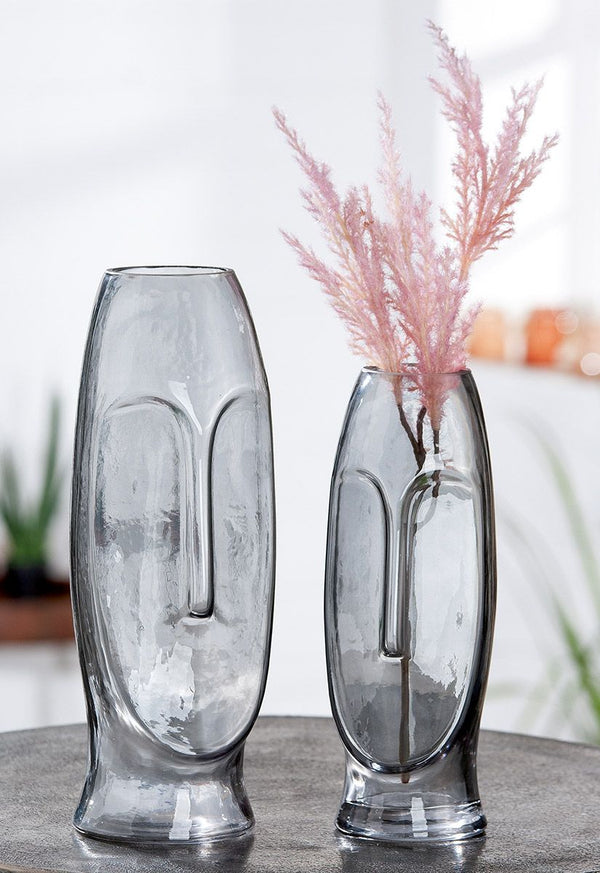 Glass vase Moai gray height 25cm or 30cm