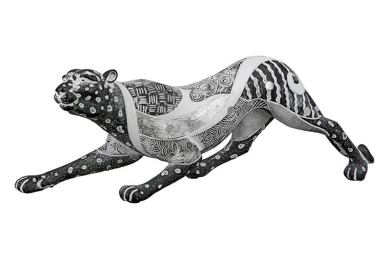 Set van 2 Panther Piron zwart-grijs met witte &amp; spiegelplaten | Hars handwerk