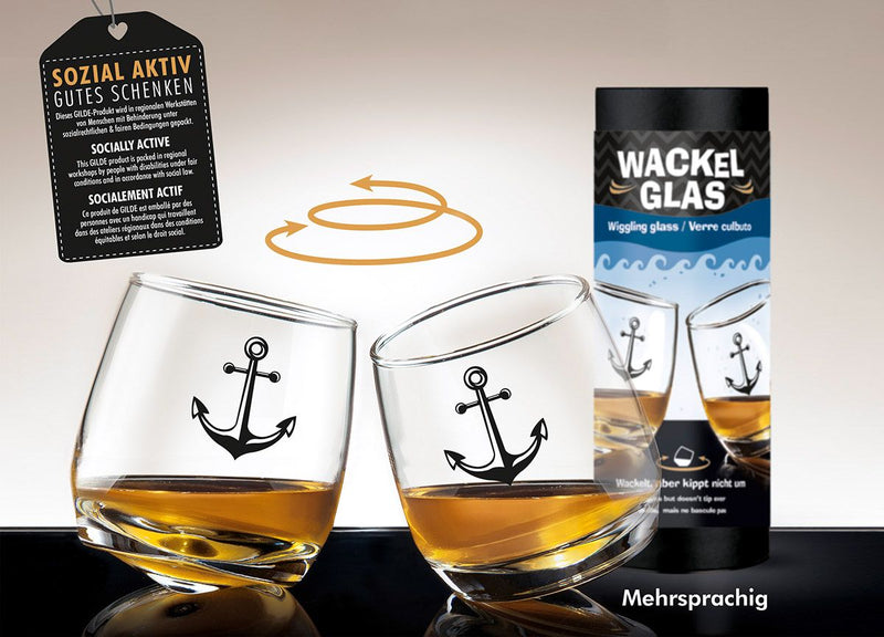 Set of 2 wobbly glasses "Anker" - a special gift for men, women and colleagues from regional workshops Maritim Meerzeit