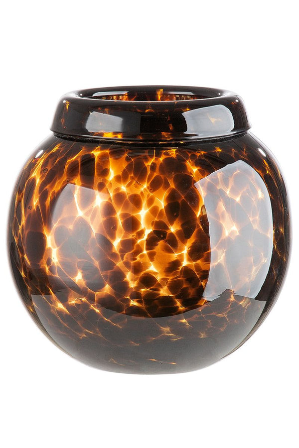 Glass round vase Jungle dotted dark brown Height 17.5cm
