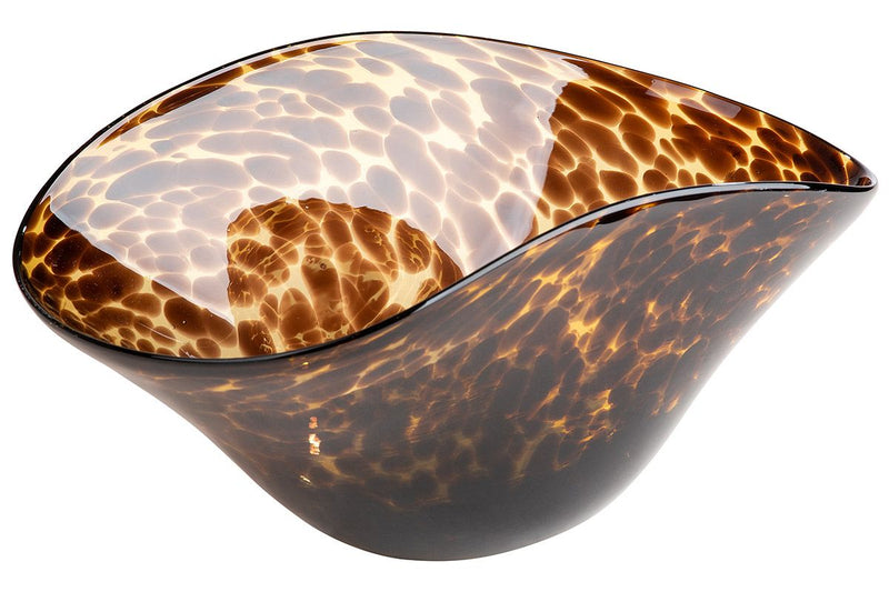 Glass bowl Jungle spotted dark brown, 32 cm wide