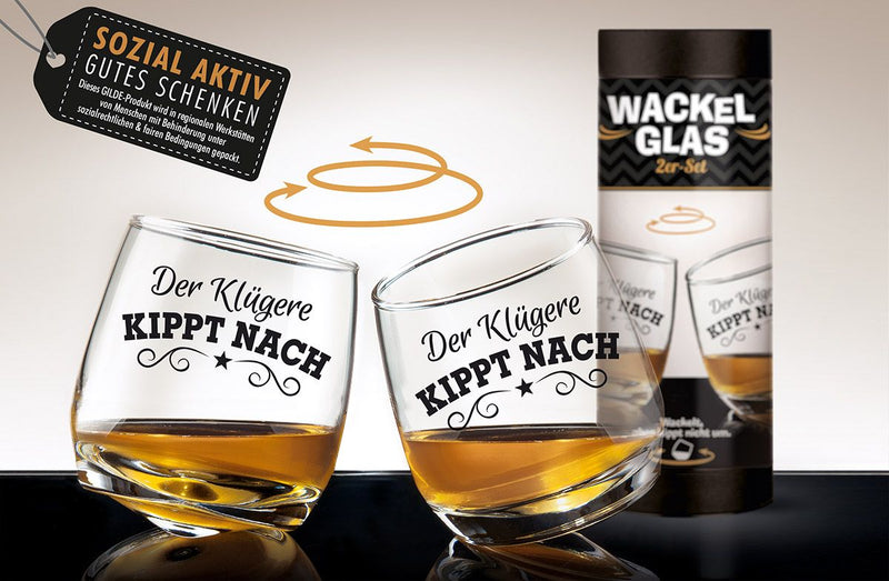 Der Klügere kippt nach - Wackelglas als originelle Geschenkidee für Partyliebhaber und Whiskyliebhaber