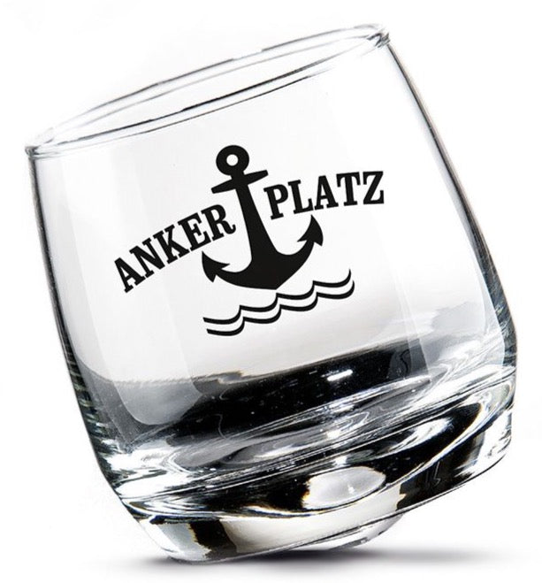 Set of 2 wobbly glasses "Ankerplatz" - maritime design for special occasions and social engagement
