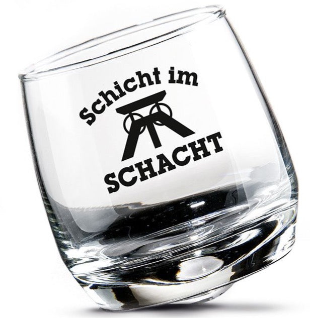 Set van 2 wiebelige glazen Ruhrpott "Shift in the shaft" - Rustiek geschenk met sociale verantwoordelijkheid