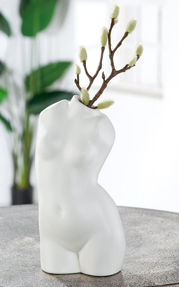 MF Keramik Vase "White Lady" weiß matt Deko Exklusive Hochwertige Vase Höhe 21cm Frauenkörper