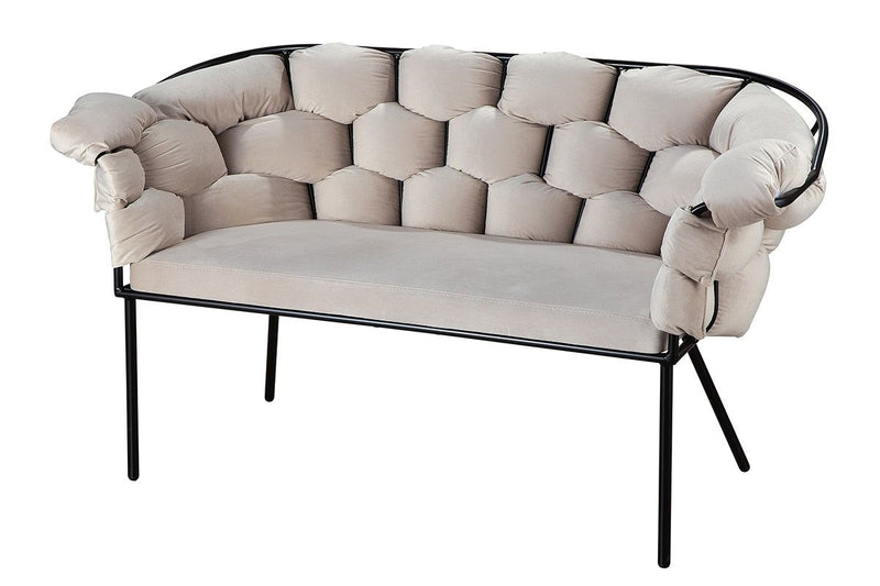 Connect Metall Sitzbank - moderne Eleganz und Komfort in taupe mit Samtoptik
