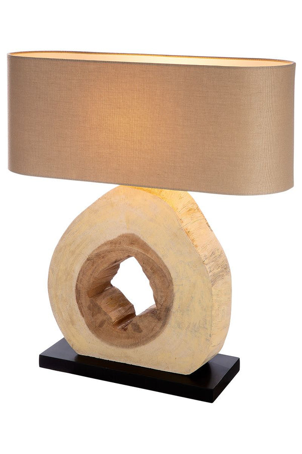 Table lamp in natural trunk wood on black base, height 61cm