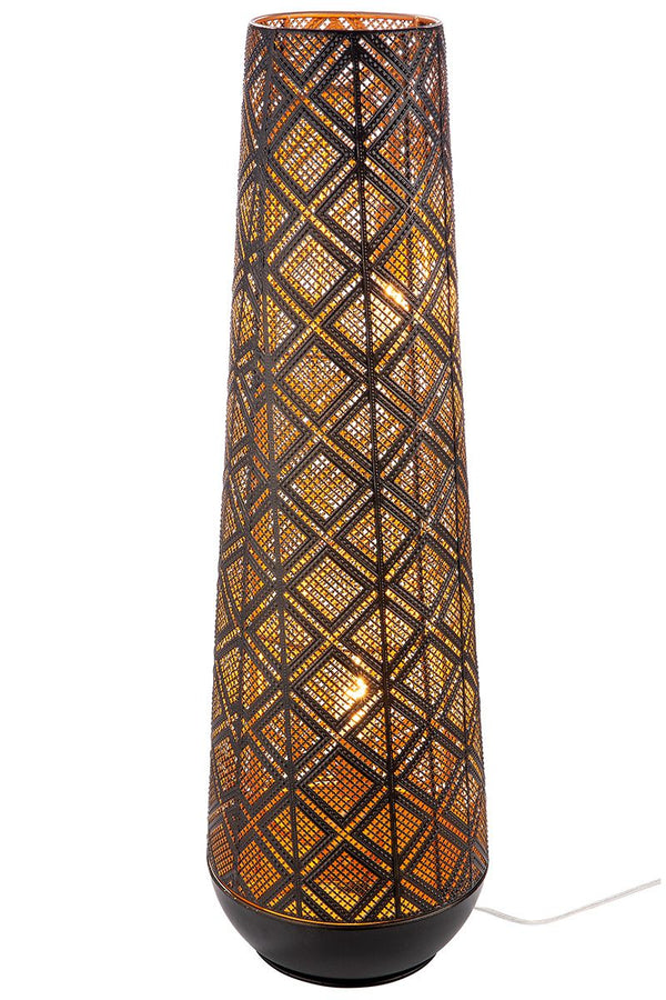 Metalen vloerlamp Almazar zwart/goudkleurig, oosters geruit design Hoogte 77cm