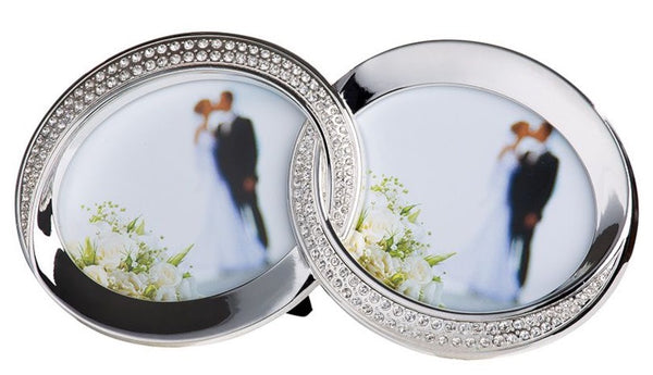 Photo frame rings - elegant silver-colored frame with diamonds for wedding photos or as a gift for your partner