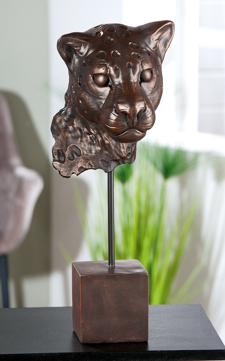 Poly Skulptur Leopard Tiger Löwe Antique antik bronzefarben NEUHEIT