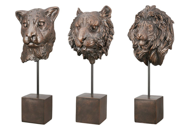 Poly Skulptur Leopard Tiger Löwe Antique antik bronzefarben NEUHEIT