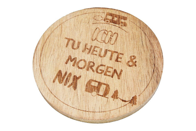 8 pieces Camping Coasters with Sayings - Set of 4 round mango wood coasters for the perfect camping treat
