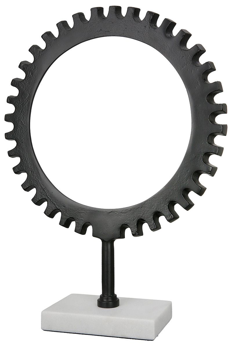 Skulptur "Wheel" schwarz auf Marmorbase aus Aluminium