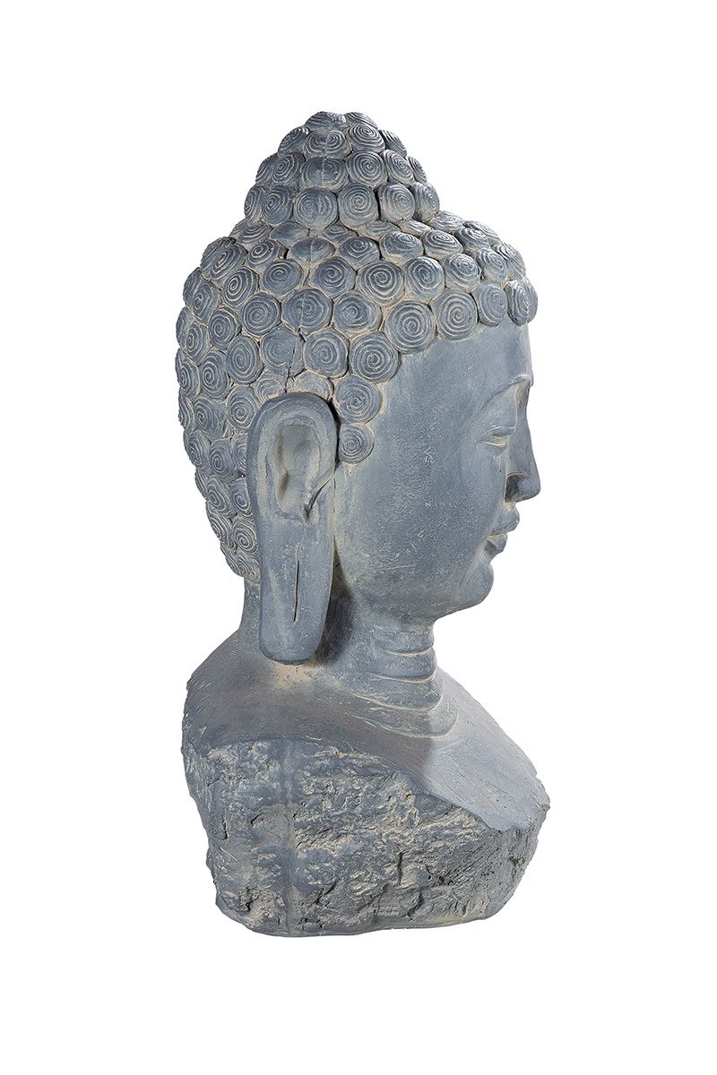 Boeddha Testa grijs glasvezel hoogte 60cm
