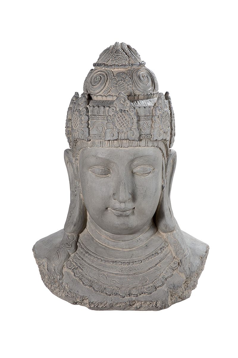 Buddha capo gray fiberglass height 58cm for outdoor use