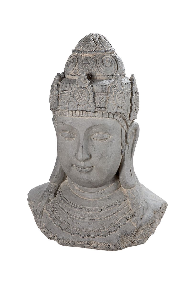 Boeddha capo grijs glasvezel hoogte 58cm voor buitengebruik