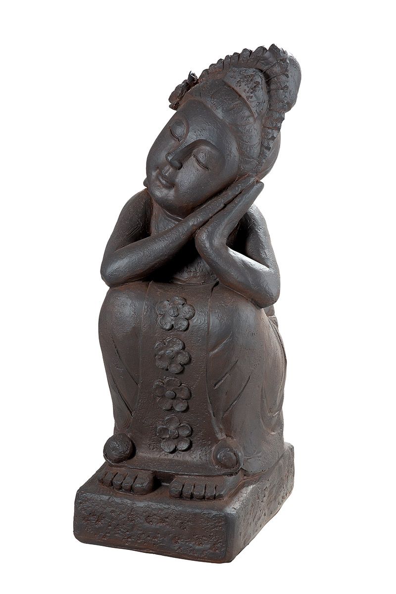Calma Buddha Figur aus braunem Fiberglas