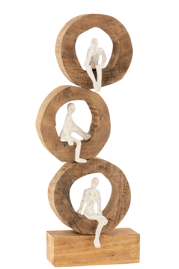 Figure Sculpture DENKER RINGE Mango Wood Gift Decoration Height 59cm Natural White