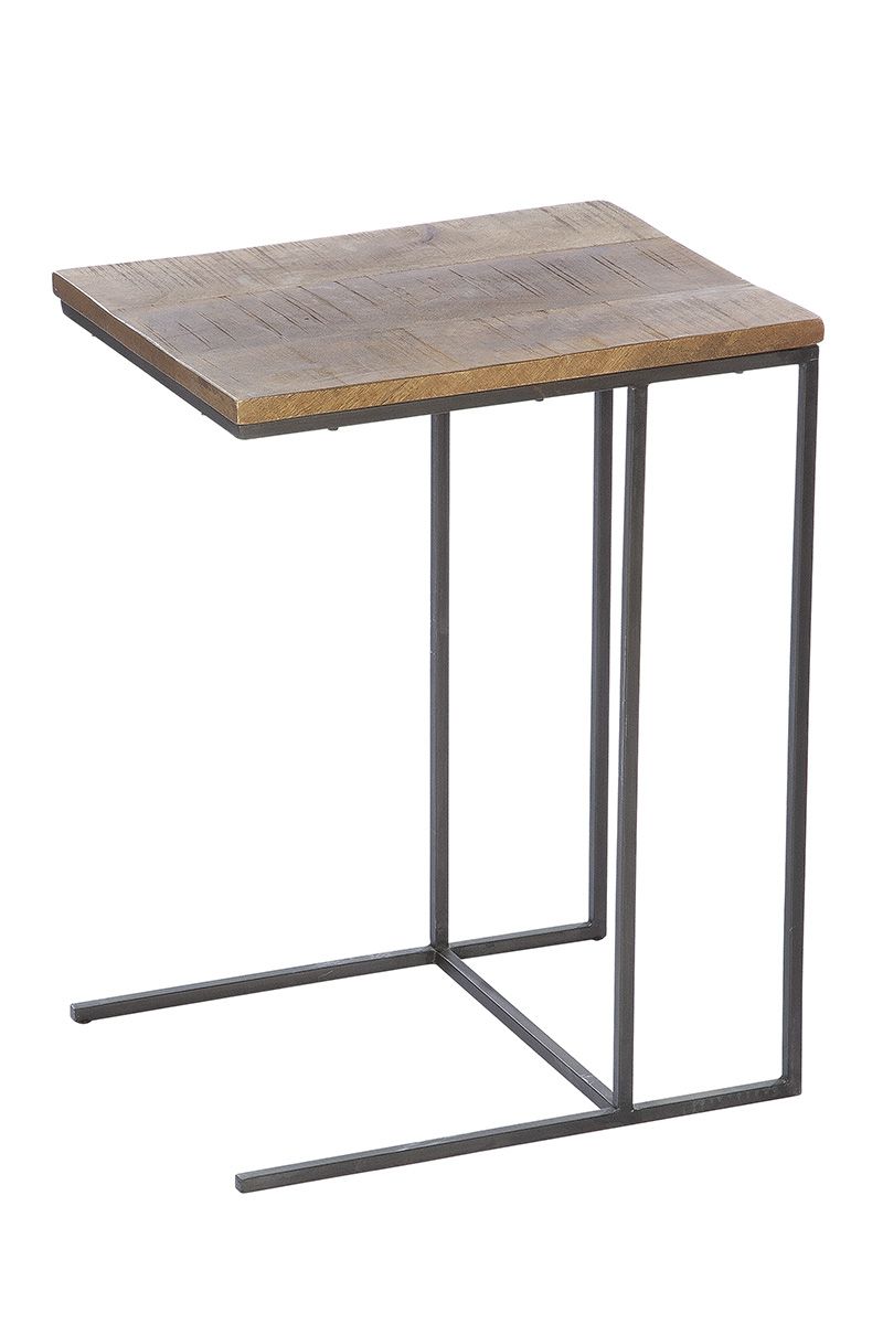 Wooden table set rectangular Camara panels made of mango wood frame in black