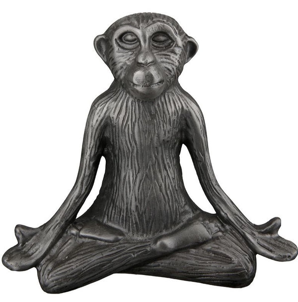 Aluminium Skulptur "Monkey" in der Yoga-Haltung, schwarz