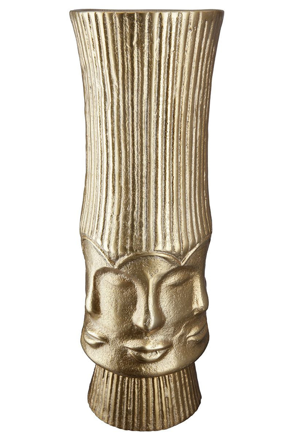 Decorative vase "Face" gold-colored - unique design with multiple faces