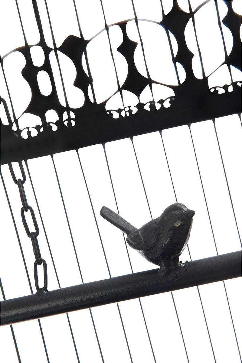 Handmade Bird Cage on Stand - Metal, Vintage Design, Black