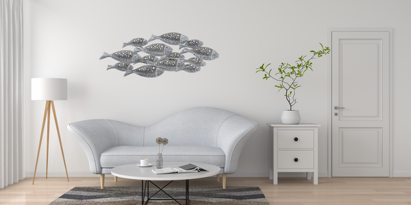 Riba - 3D wall decoration object: School of fish in a fascinating shabby design