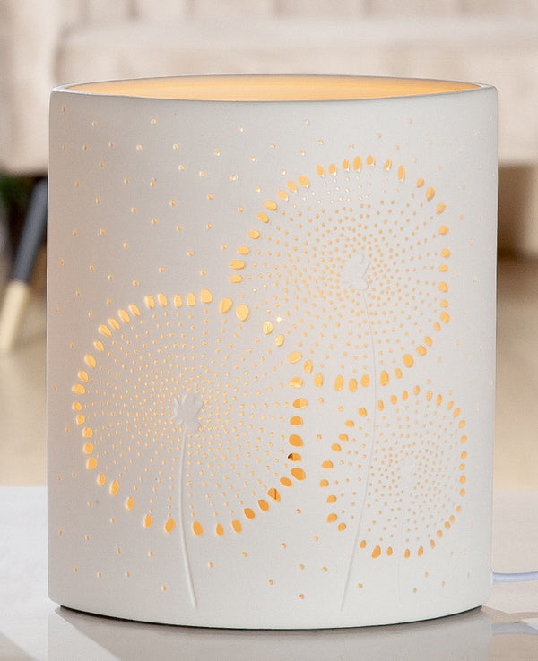 GILDE lamp table lamp decorative lamp Ellipse made of porcelain with dandelion in a sparkling look, height 28 cm