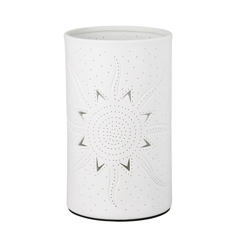 GILDE Lampe Zylinder "Sonne" weiß  Tischlampe Dekolampe Porzell 20cm oder 28cm