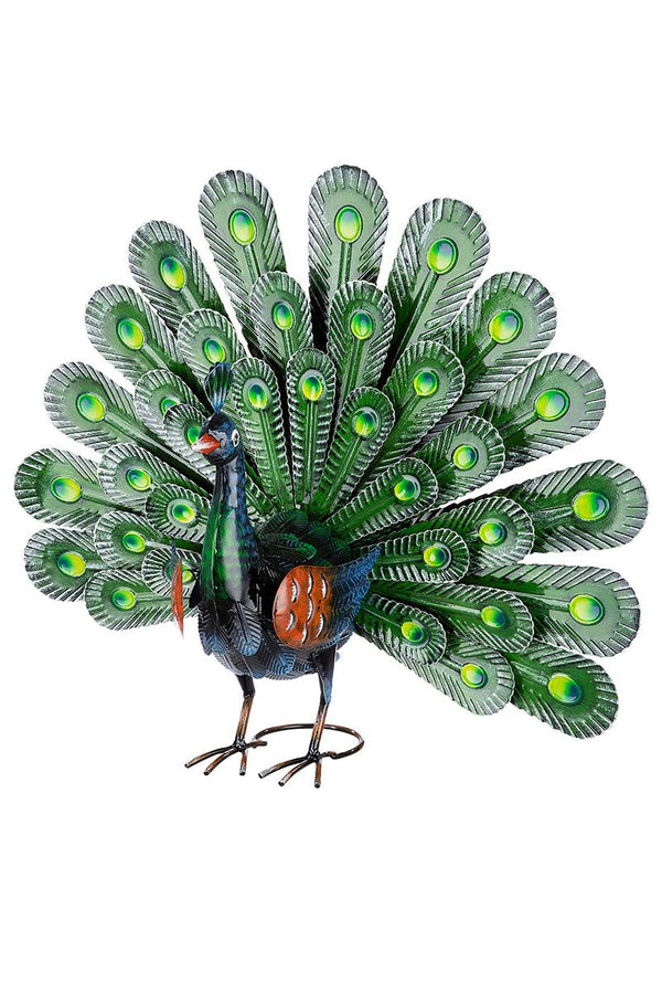 Metal peacock fan garden decoration height 51cm