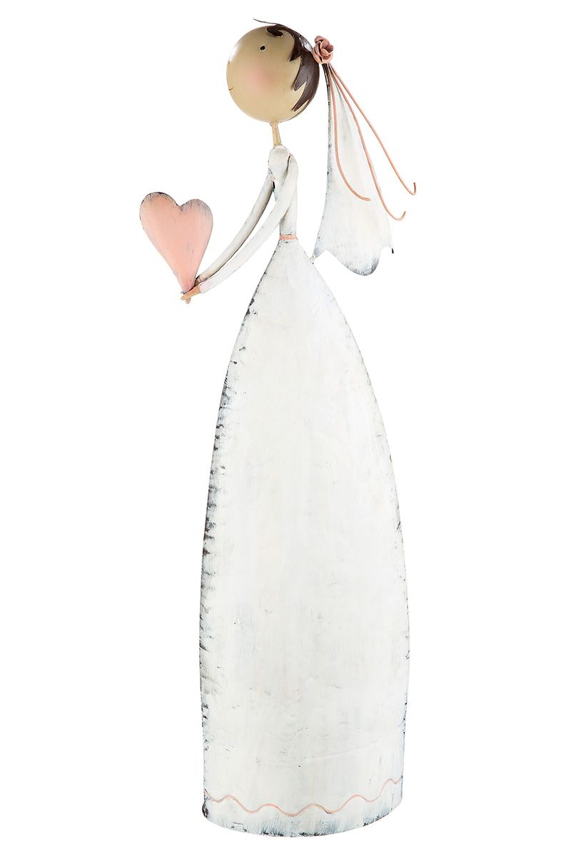 XL Grösse Antike Metall Figuren Braut und Bräutigam mit Herz Handgefertigt Höhe 90cm