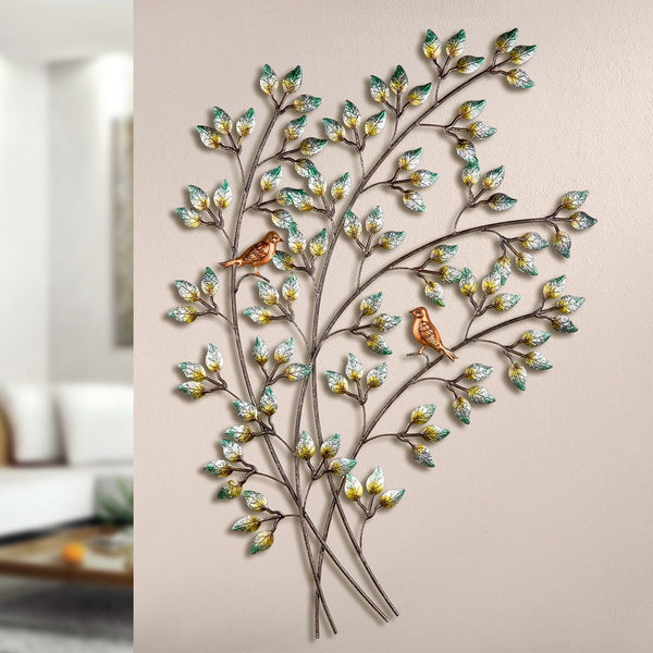 2 parts Metal wall relief Wall metal picture Birds in the tree