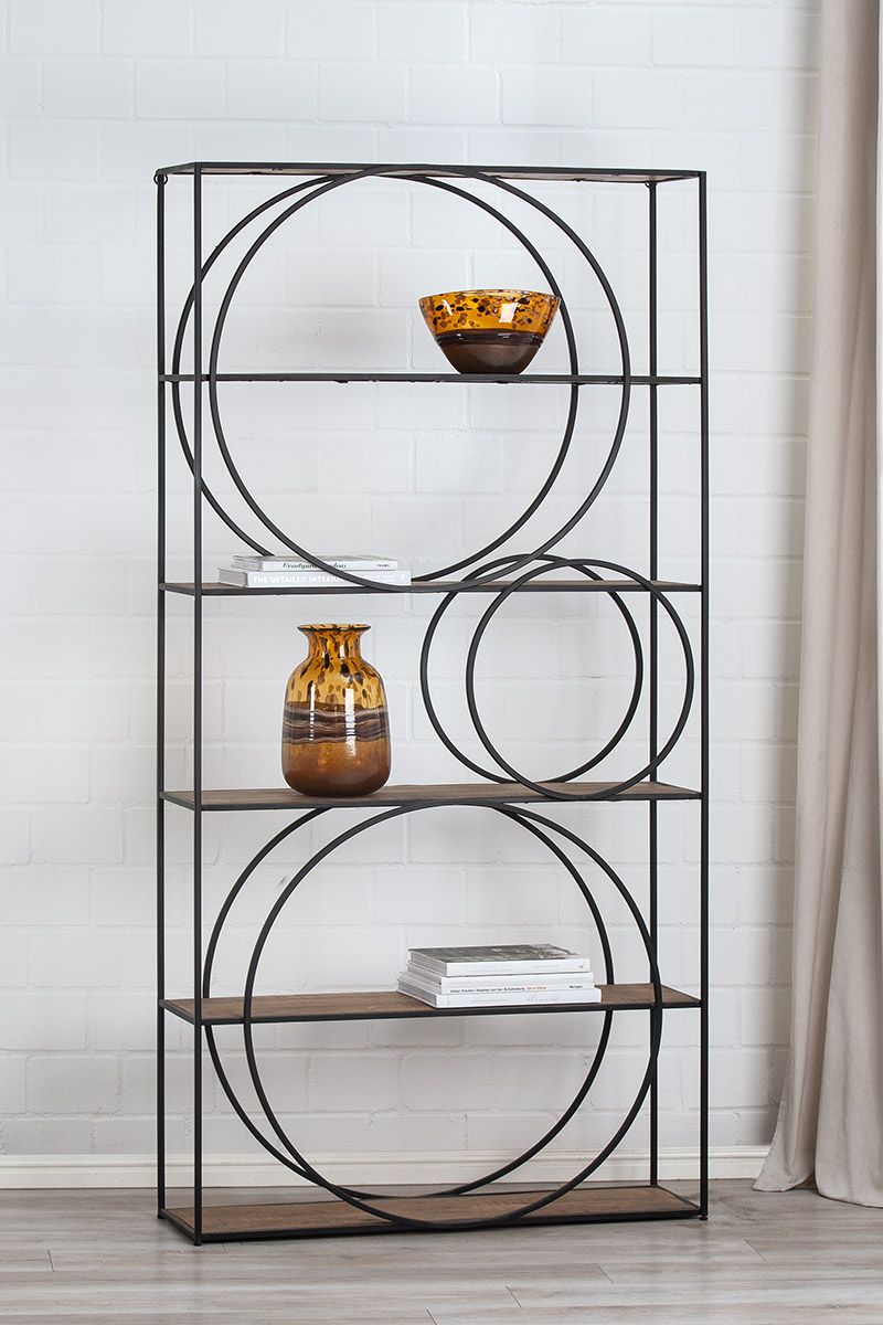 Metal shelf "Circle" - Handmade shelves made of mango wood for a minimalist ambience