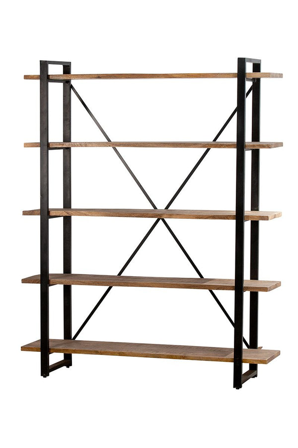 Handmade shelf "Spirit" made of metal and mango wood - brown shelves width 160cm