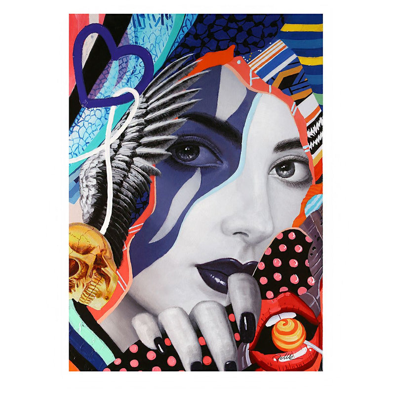 Bild Street Art Lady mit Lolly bunt 70x100cm