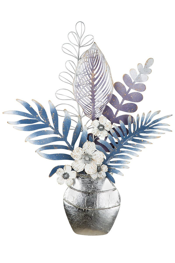 3D Metall Wandrelief Vase mit Blumenstrauß "ARUBA" Wandschmuck Metalldeko Metallbild DekorationHöhe 73cm