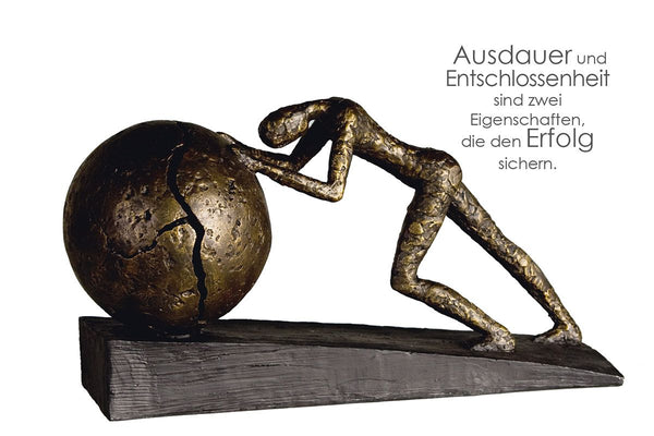 Skulptur ERFOLG bronzefarben mit Spruchanhänger