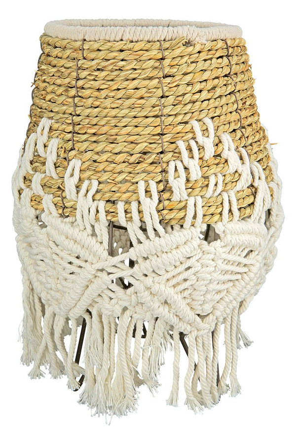 Deco lantern "Bossa" on foot with macrame mesh and glass insert 33cm in diameter