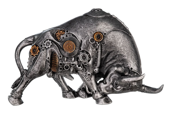 Set of 2 poly sculpture steampunk bullfight bull width 22cm