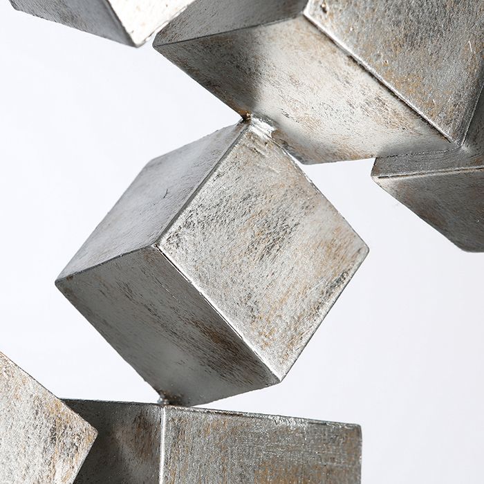 Handmade metal sculpture Cubes in silver color with antique finish